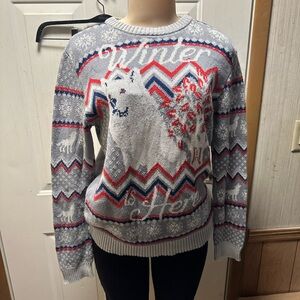 Women's Winter Wonderland Sweater - Gray and Red